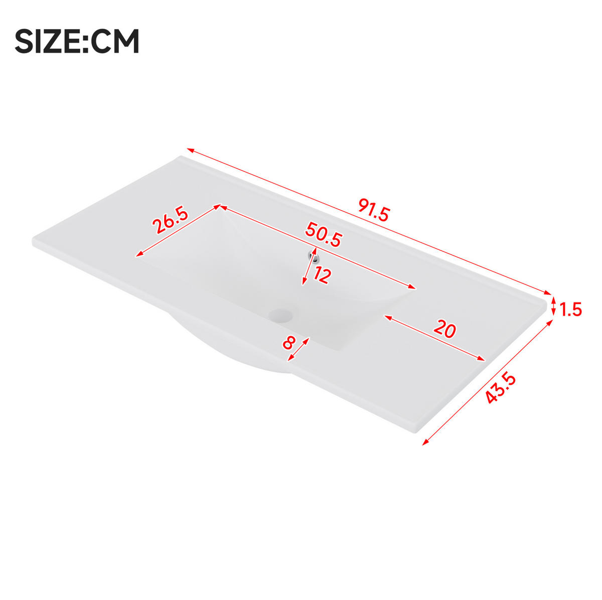 WASCHTISCHUNTERSCHRANK 91x46.5x50.5 cm Weiß aus Keramik & Spanplatte mit Radarsensor-LED & 2 Schubladen - Weiß, Holzwerkstoff (91/50.5/46.5cm) - Modfu