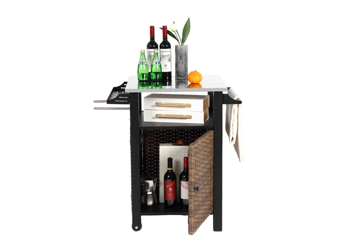 KÜCHENINSEL 76/85/57 cm Braun aus Stahl mit Rollen - Braun, Metall (76/85/57cm) - OKMYHOME