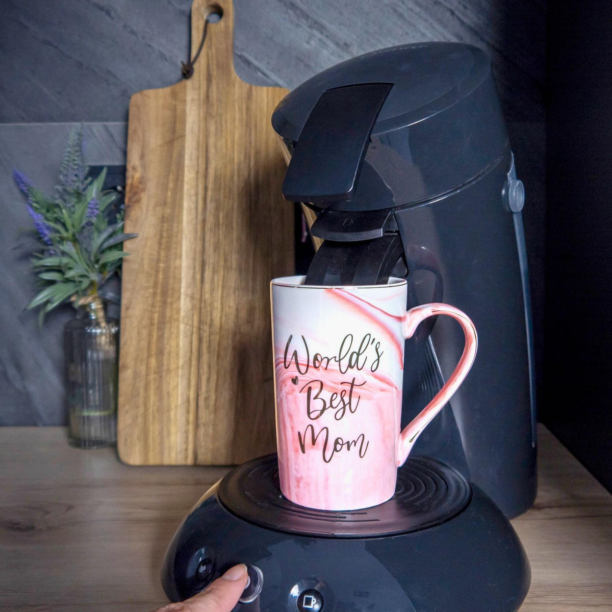 KAFFETASSE mit Deckel Muttertags Geschenk 280 ml - Rosa, Keramik (0.28L) - Intirilife