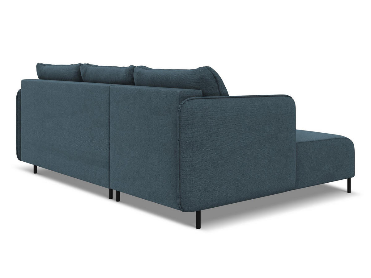 ECKSOFA mit Schlaffunktion Strukturstoff Stoff Blau - Blau/Blaugrau, Holz/Textil (162/236cm) - Makamii