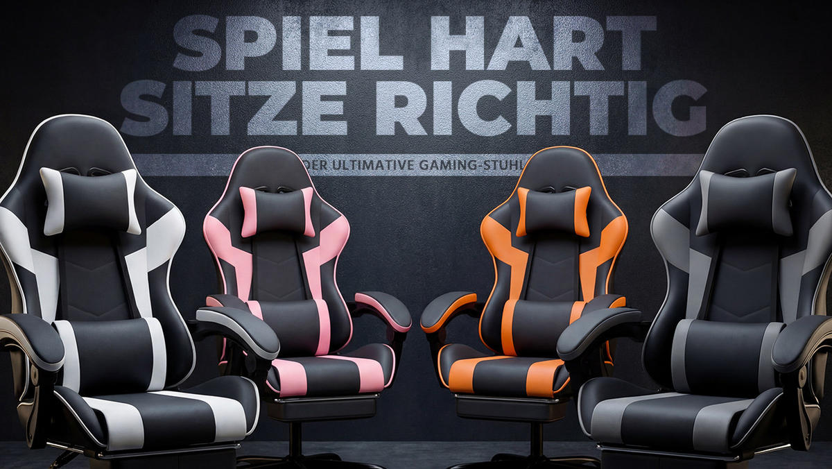 GAMING-STUHL ergonomisch verstellbar PVC Black Gray - Schwarz, Kunststoff (63/120.5/58.5cm) - Meubliv