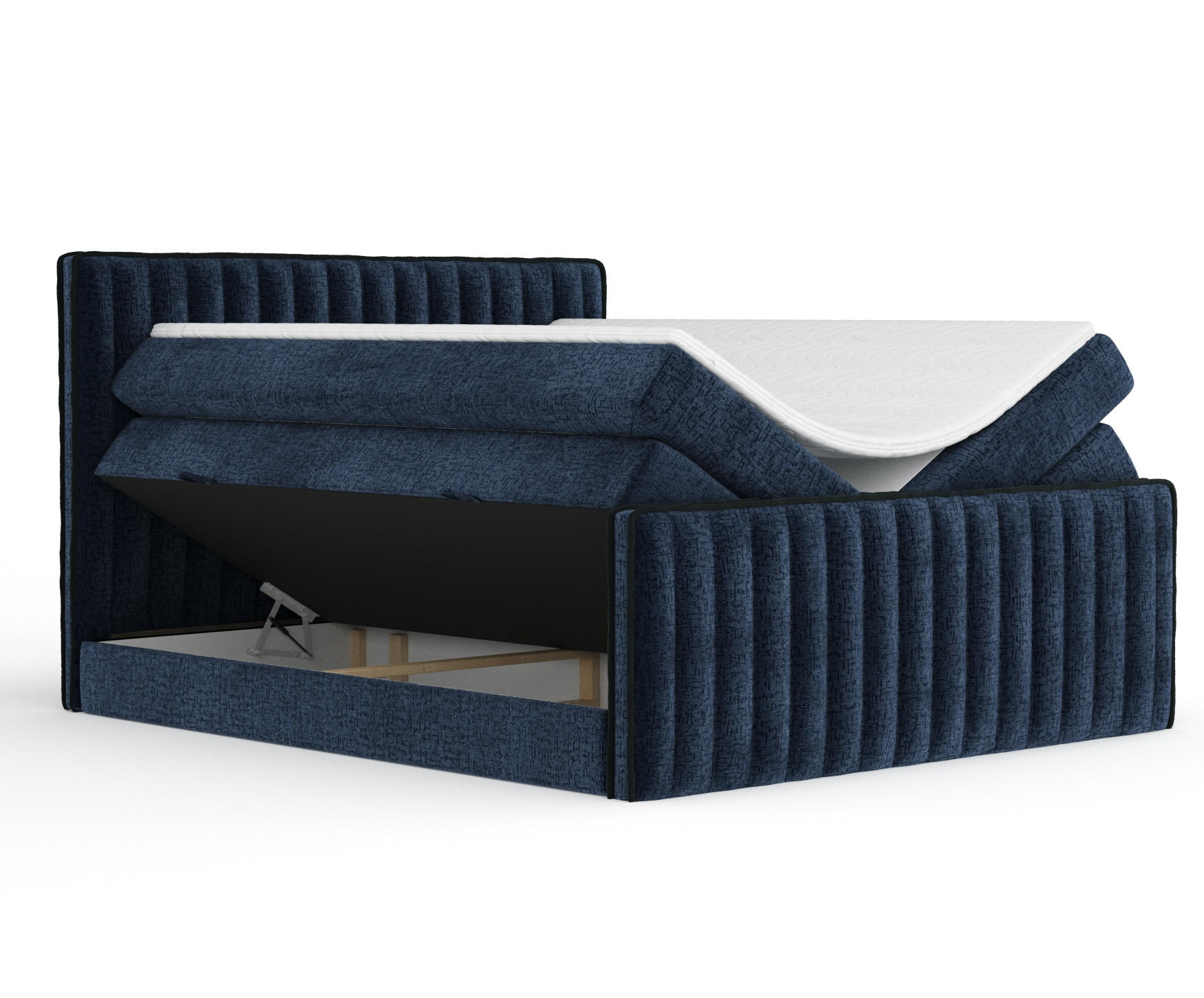 BOXSPRINGBETT Nocturne Marineblau 180/200 cm - Schwarz/Dunkelblau, Holz/Holzwerkstoff (180/200cm) - Maison de Reve