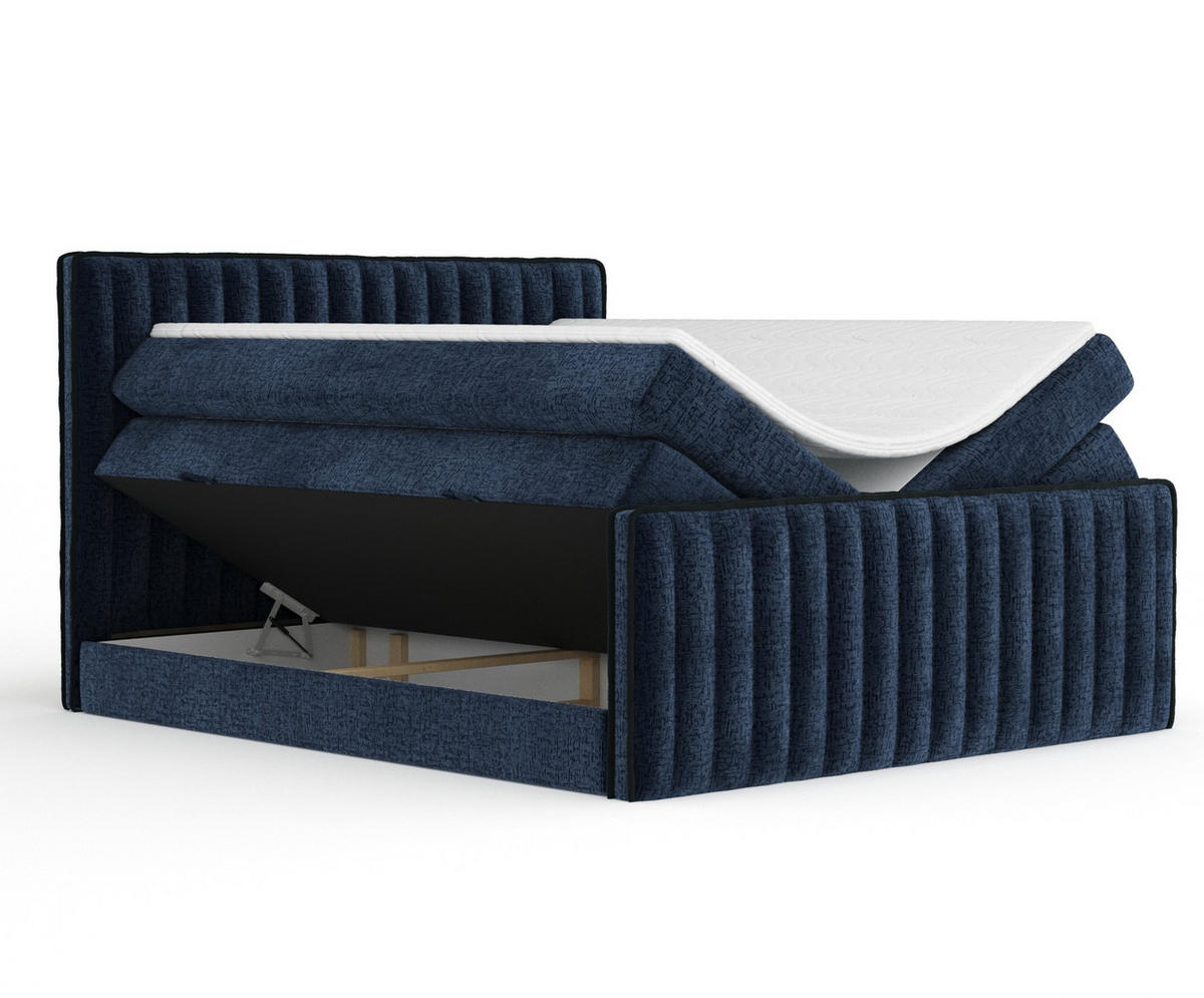 BOXSPRINGBETT Nocturne Marineblau 180/200 cm - Schwarz/Dunkelblau, Holz/Holzwerkstoff (180/200cm) - Maison de Reve