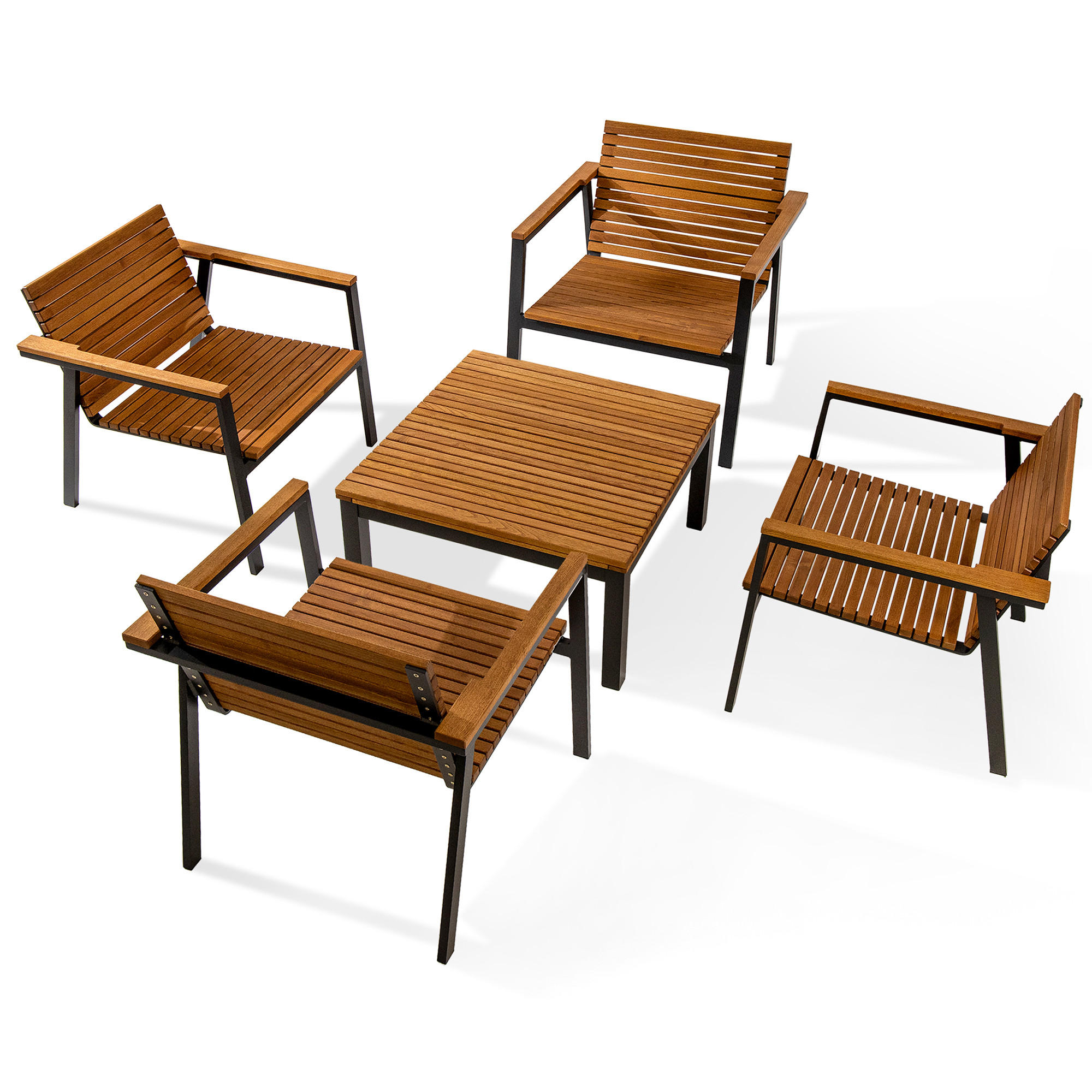 GARTENMÖBELSET ARIATO 5-tlg - Anthrazit/Braun, Holz/Metall - KONSIMO®