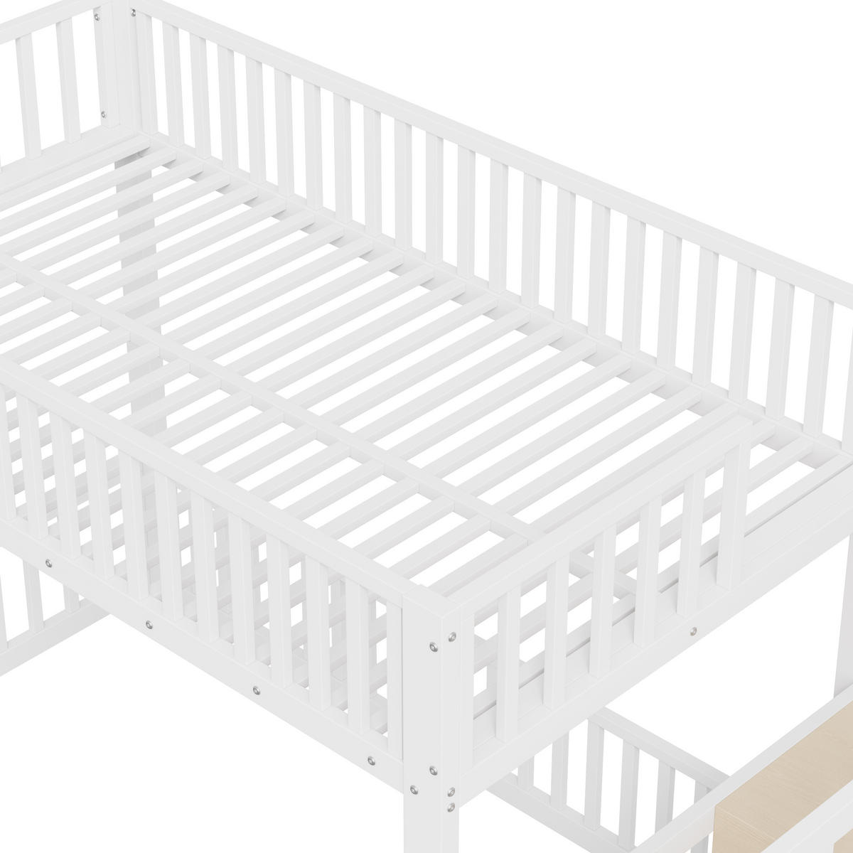 ETAGENBETT 90/200 cm Weiß mit Stauraumleiter und LED - Weiß, Metall (90/200cm) - Oxeza