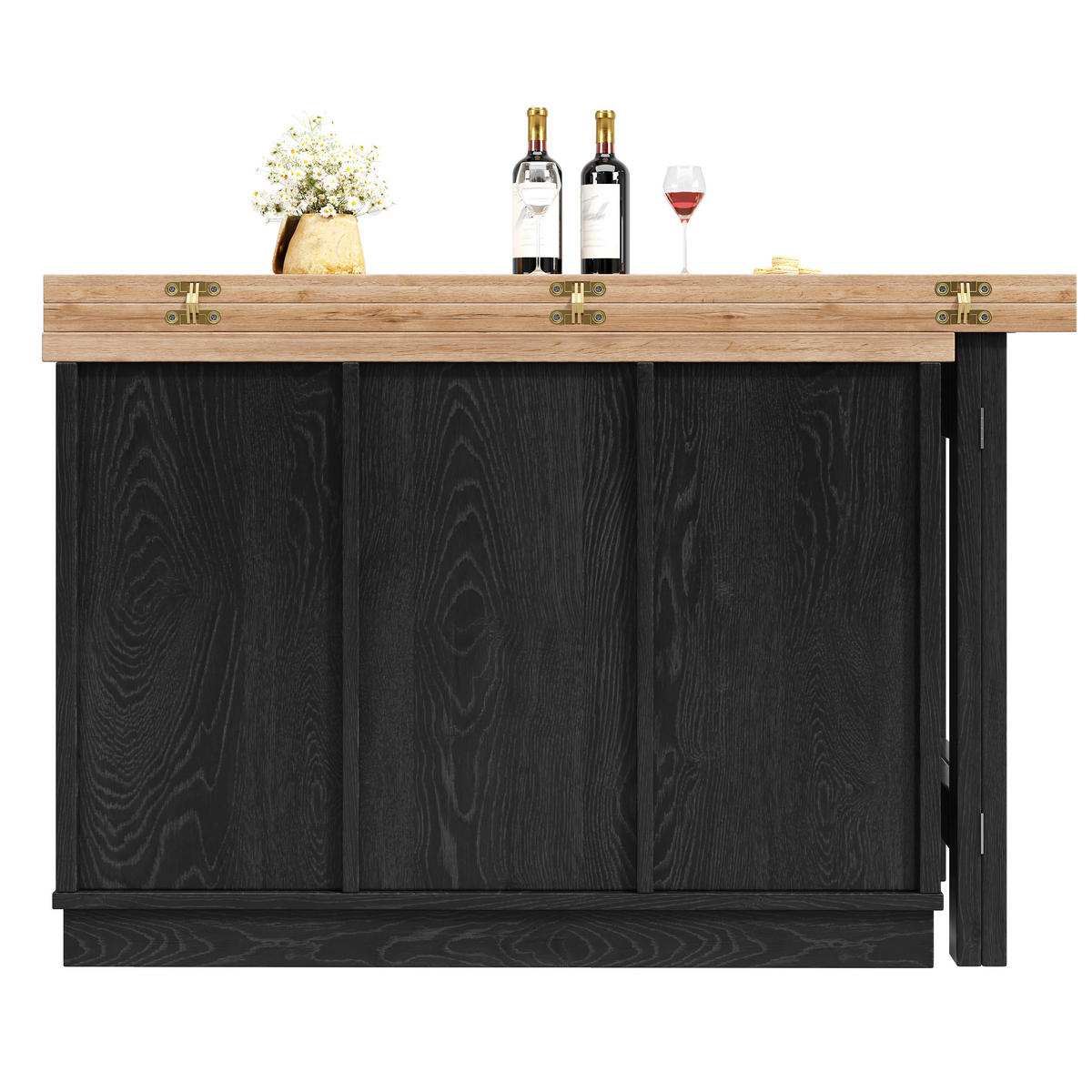 KÜCHENINSEL DE-38580 ausziehbar 120-197 cm 360° drehbar Schwarz - Schwarz, Holzwerkstoff (120/74.2/40cm) - ComfortXL