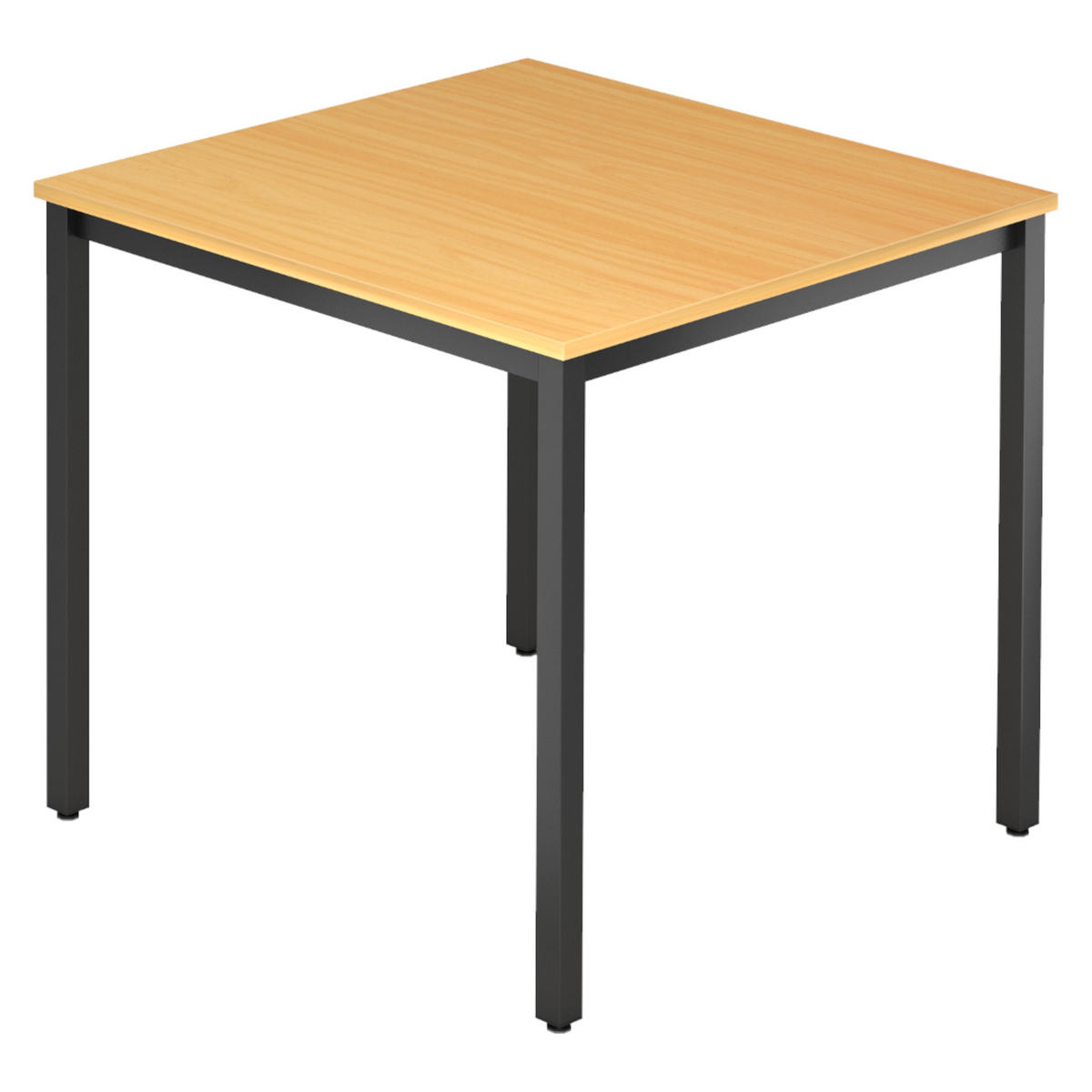 BESPRECHUNGSTISCH Serie-D 80/80/72 cm in Buchefarben/Vierkantrohr schwarz - Buchefarben/Schwarz, Holzwerkstoff (80/80/72cm) - bümö