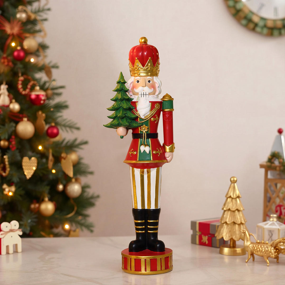 NUSSKNACKER Figur B14 x T11 x H46 cm - Rot, Kunststoff (11/46/14cm) - Hometopia