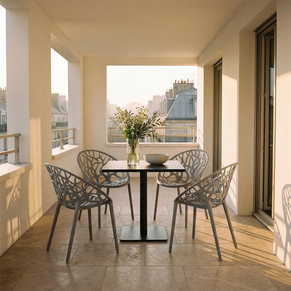 GARTENSTUHL Rhona Grau 52 cm x 79 cm 4er-Set - Grau, Kunststoff (52/79/60cm) - Klast Home