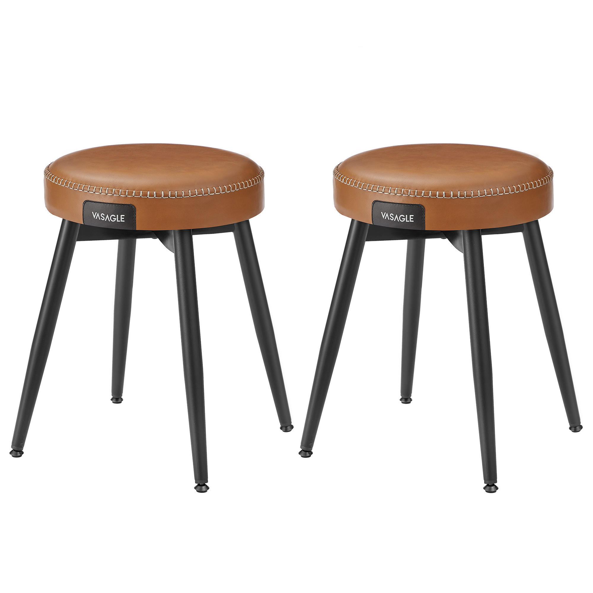 SITZHOCKER Ekho (2er Set) - Braun, Leder (48/48/48cm) - VASAGLE