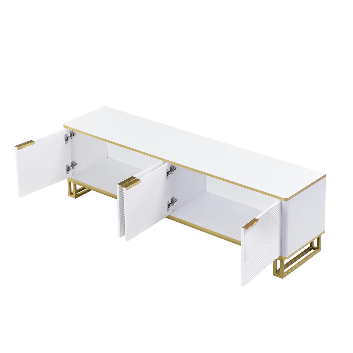 TV-SCHRANK mit 4 Türen 160 x 37,5 x 48 cm Weiß MDF - Weiß, Holzwerkstoff (37.5/48/160cm) - Beauniv
