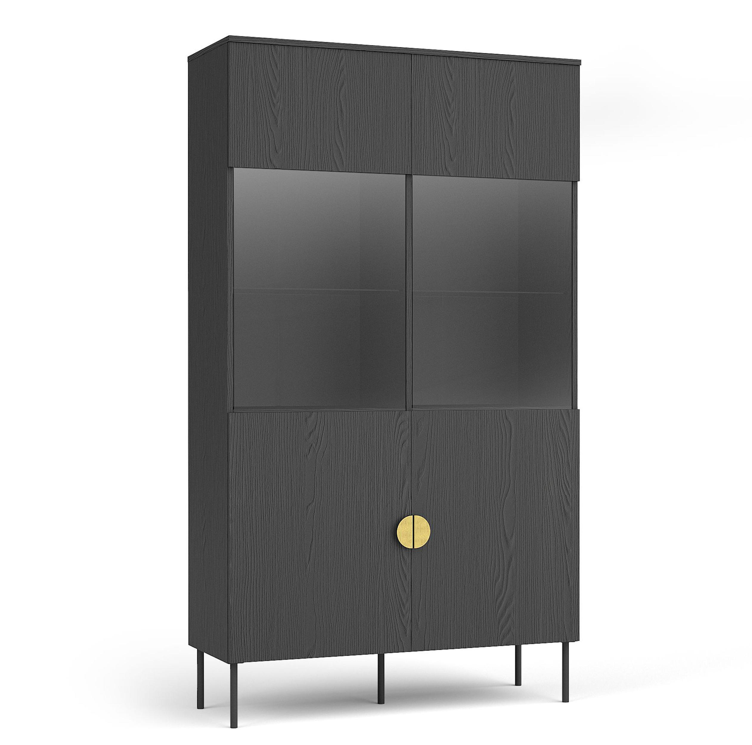 AX Living Vitrine Dunkelgrau 106.6x187.6x40 cm