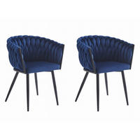 STUHL ARONA 2-er Set, Blau, Schwarze metallische Beine - Blau, Textil/Metall (61/79/55cm) - Komodee