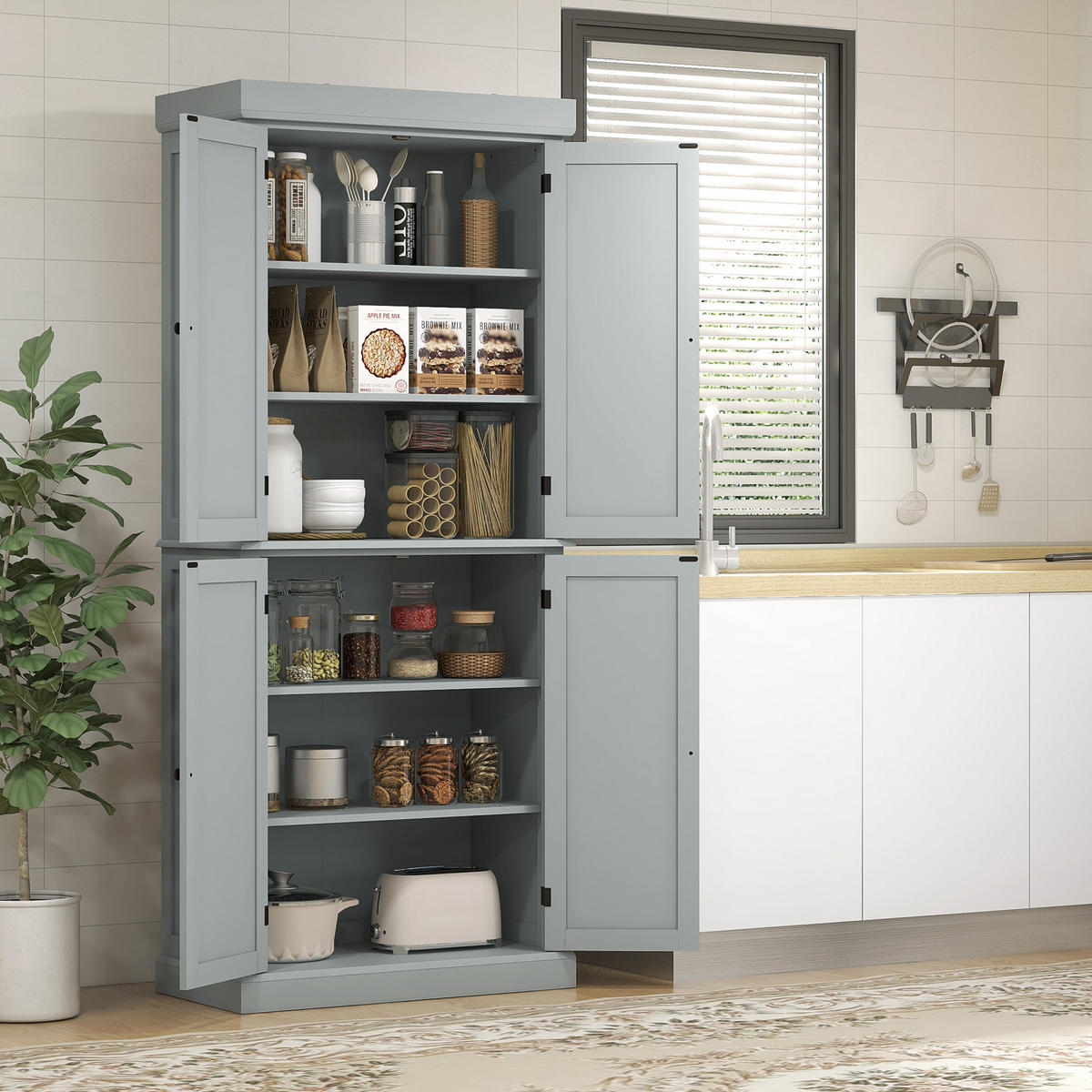 HIGHBOARD DE-11173 6 Ebenen, verstellbare Böden Grau - Grau, Holzwerkstoff (40.5/184/76cm) - ComfortXL