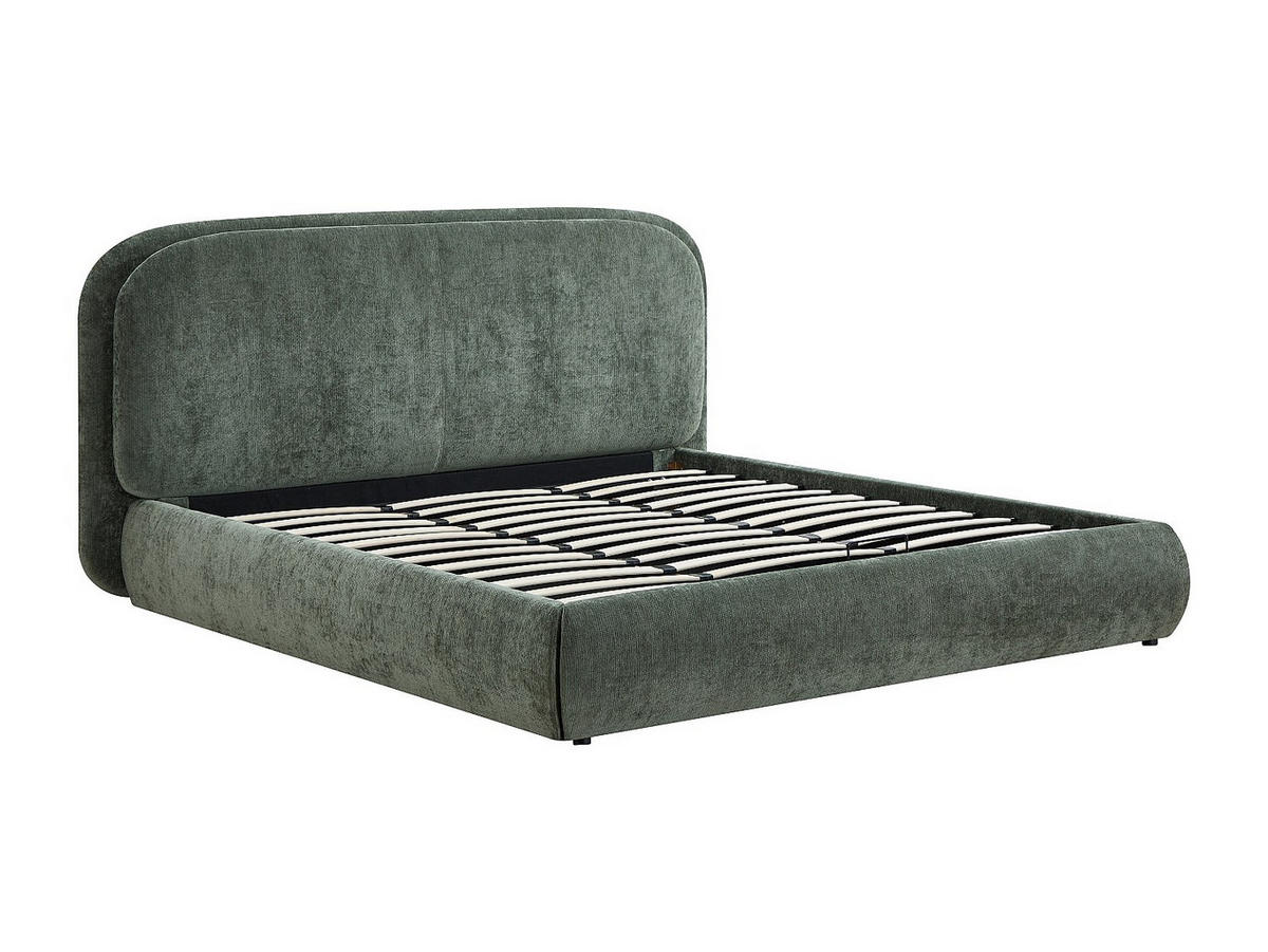BETT mit Bettkasten - 2 Personen - Stoff - Grün - - Grün, Textil (160/200cm) - Vente-Unique