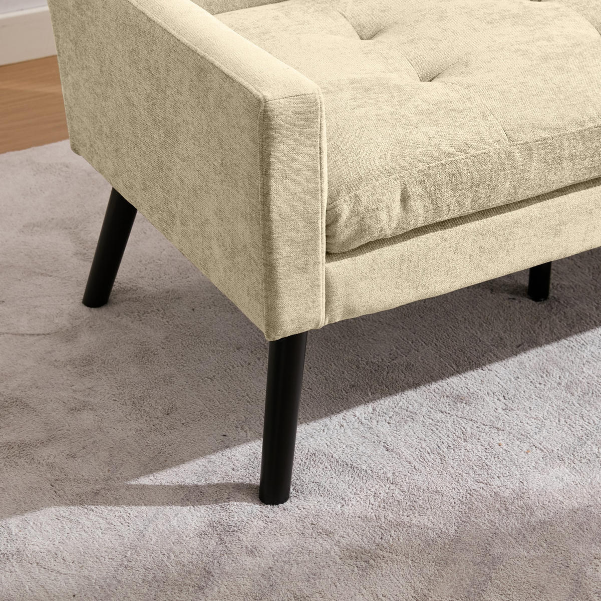 2-SITZER SOFA Leinen Beige mit Tufting - Beige, Holz/Holzwerkstoff (119/88/75cm) - WISHDOR