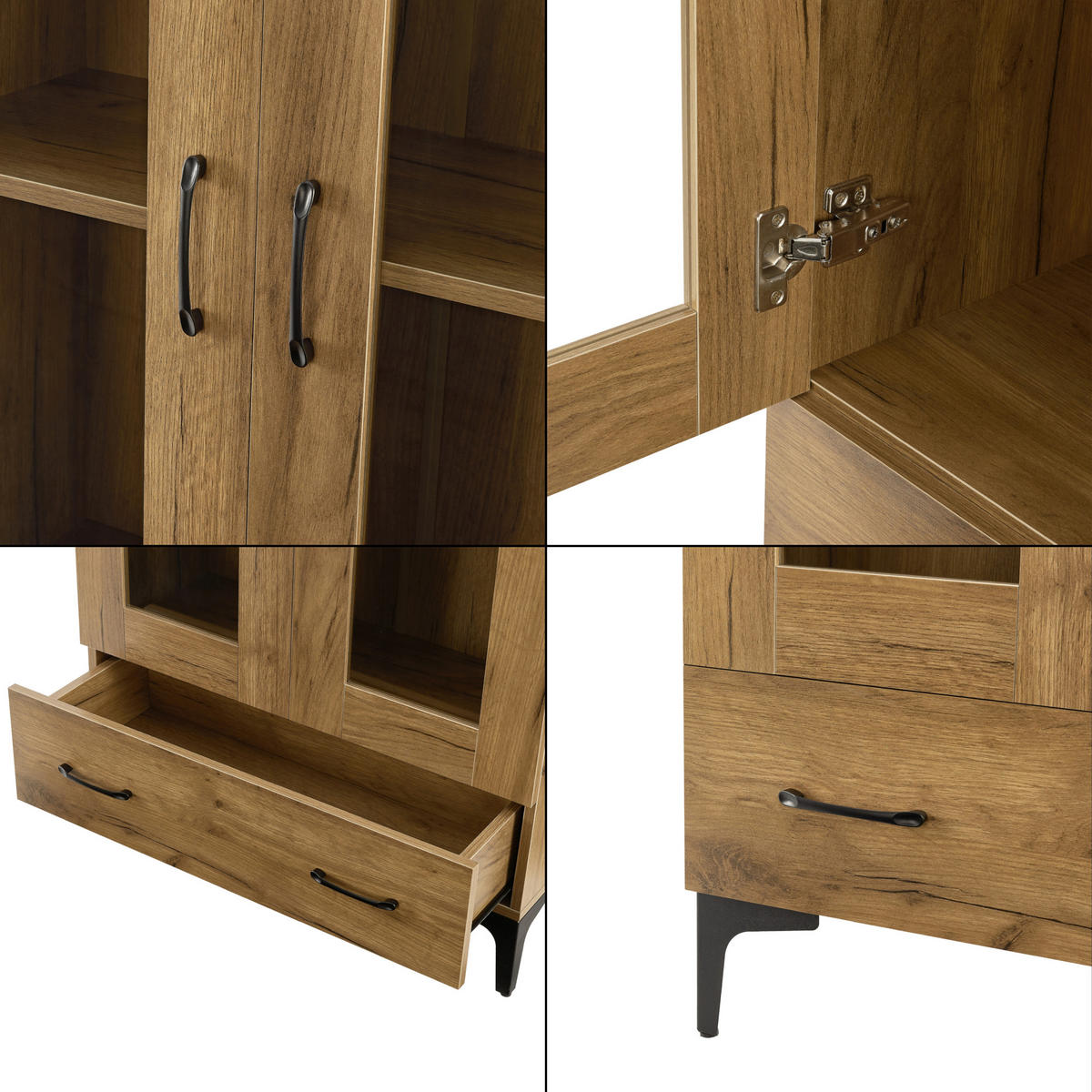 VITRINE Søndersø - Eichefarben, Glas/Holzwerkstoff (70/115/31cm) - [en.casa]