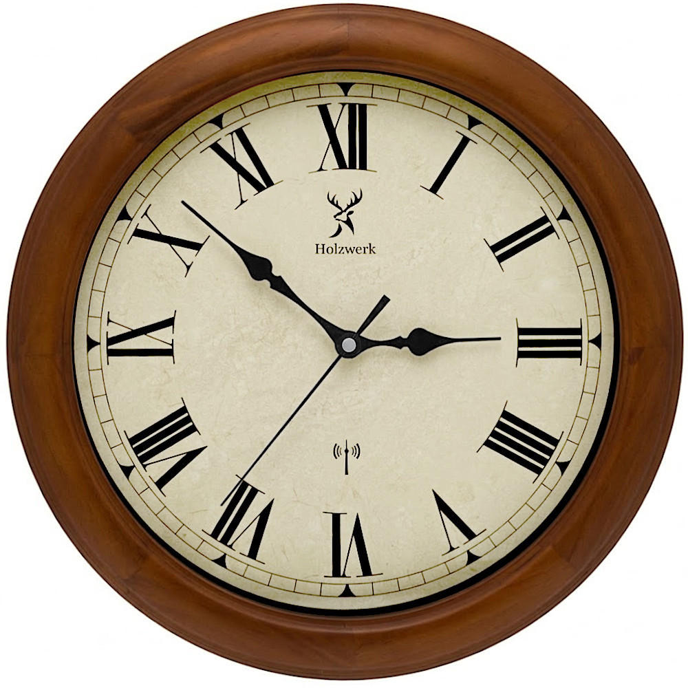 WANDUHR Holz Designer VELBURG (FUNK) Loft Wand Uhr, braun - Braun, Glas/Holz (35/35/5.5cm) - Holzwerk