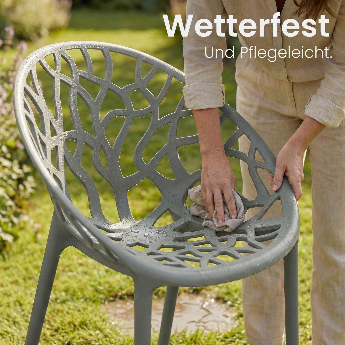GARTENSTUHL Kunststoff Grau - Grau, Kunststoff (59/80/60cm) - CLP
