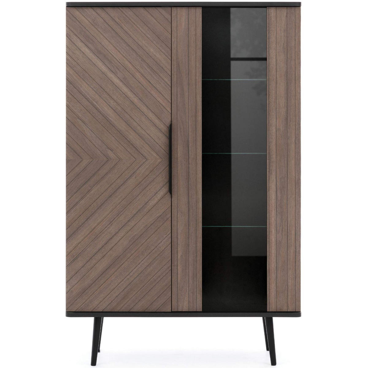 VITRINENSCHRANK LANDI,Schwarz/Braun - Schwarz/Braun, Holzwerkstoff (140/90/41cm) - KONSIMO®