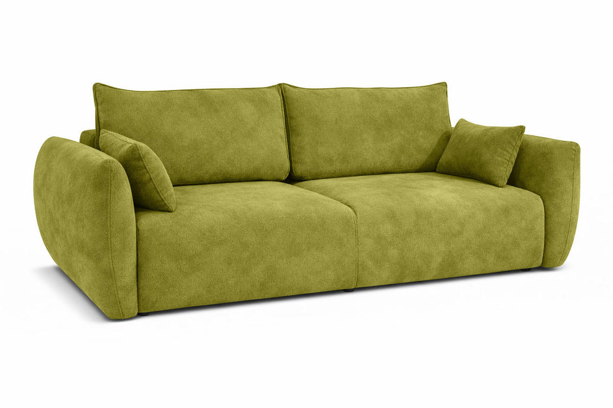 SOFA Mit Schlaffunktion Und Bettkasten, Veloursstoff Salvador, Olive, Zephira - Olivgrün, Holz (238/87/102cm) - Kaiser Möbel