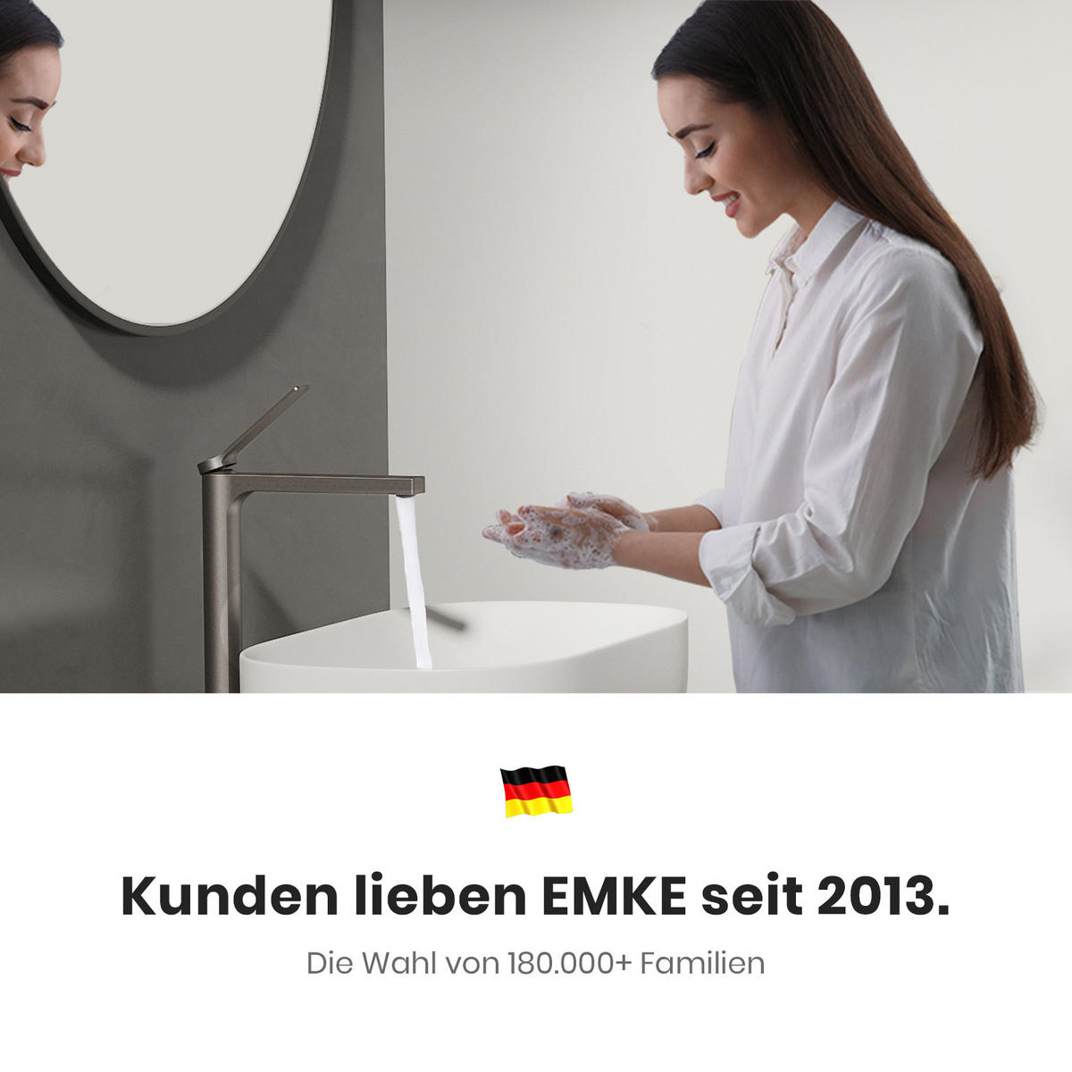 WASCHTISCHARMATUR mit Zertifiziertem Filterelement Anthrazit Matt Hoher Stil - Anthrazit, Metall (23.3/4.6/33.5cm) - EMKE