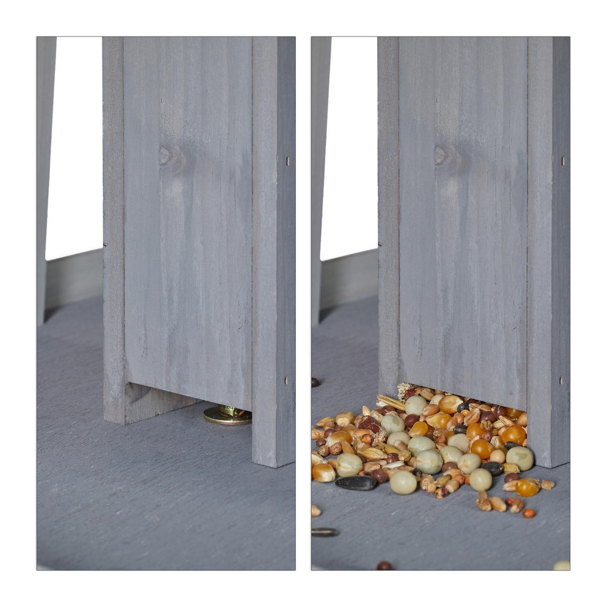 VOGELFUTTERHAUS - Grau, Holz (67/135/56cm) - Relaxdays