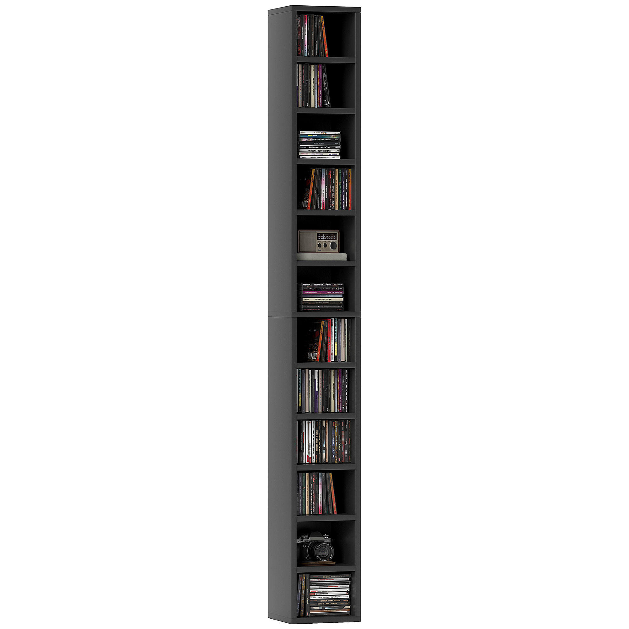 CD-REGAL DE-14508 12 Fächer, schmal und hoch Schwarz - Schwarz, Holzwerkstoff (20/175/21cm) - ComfortXL