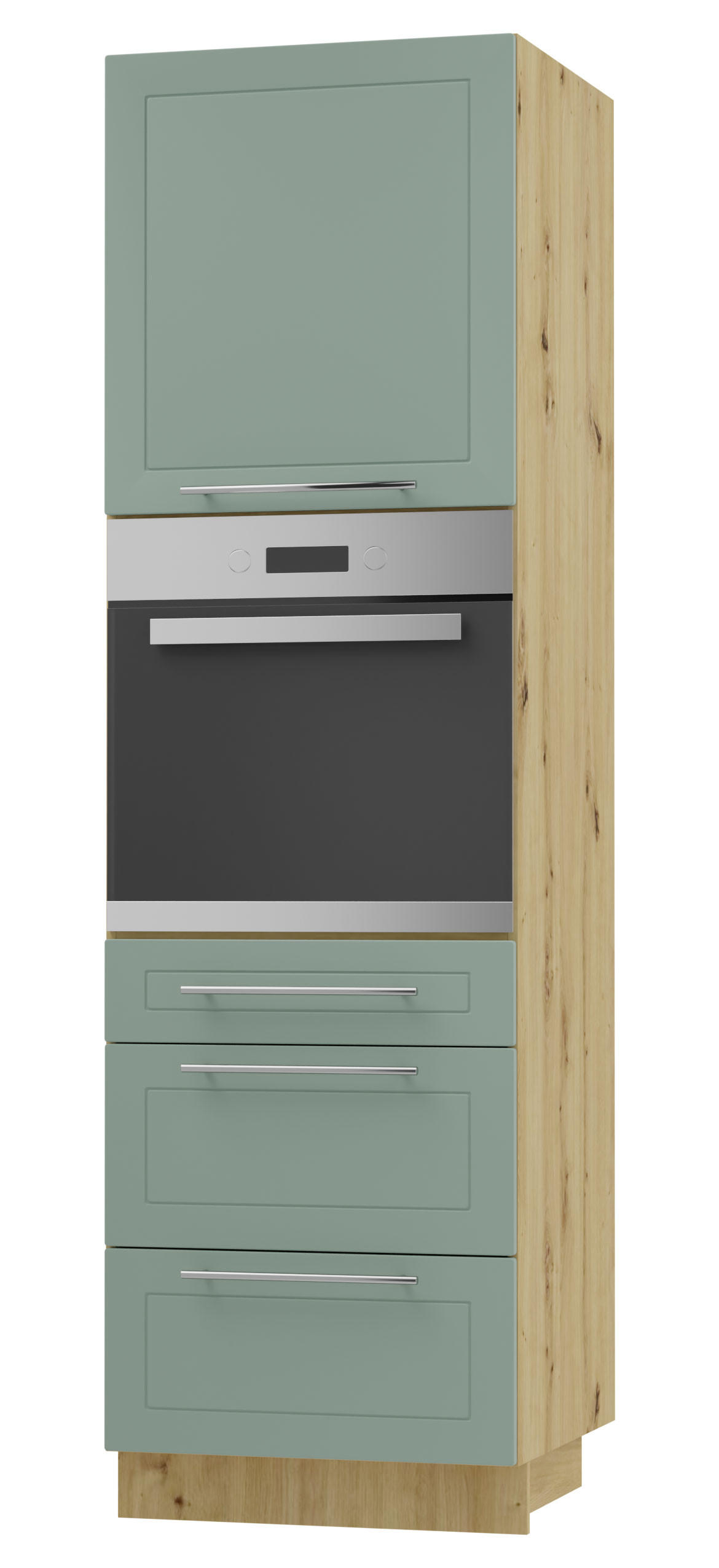 BACKOFEN-HOCHSCHRANK Kvantum D14/RU/3M Mint Matt / Eiche Artisan Matt 60 / 59 / 207cm - Eiche Artisan/Mintgrün, Holz/Holzwerkstoff (60/207/59cm) - Feldmann-Wohnen