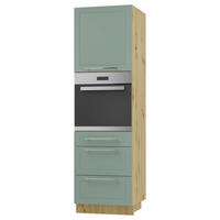BACKOFEN-HOCHSCHRANK Kvantum D14/RU/3M Mint Matt / Eiche Artisan Matt 60 / 59 / 207cm - Eiche Artisan/Mintgrün, Holz/Holzwerkstoff (60/207/59cm) - Feldmann-Wohnen
