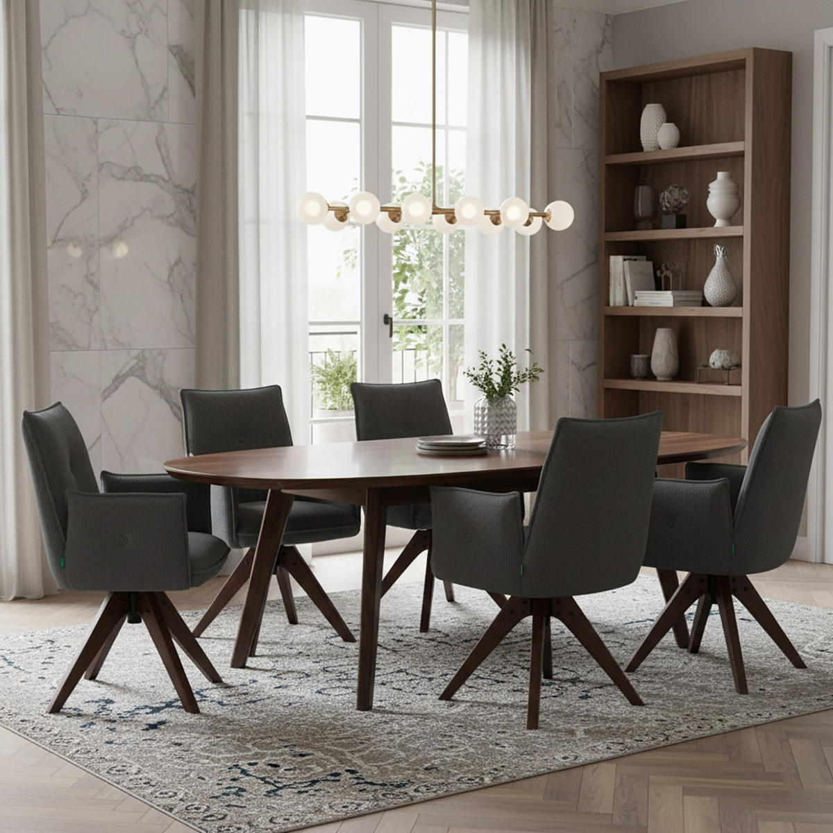 ARMLEHNSTUHL Mika-Emil 2er-Set - Anthrazit/Nussbaumfarben, Eichenholz/Holz (60/88/63cm) - DUBI Möbel