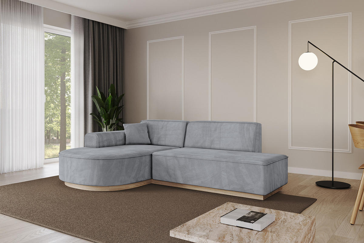 ECKSOFA Ottomane Links ARRIO-L1 - 243x171x83 cm Hellgrau - Grau, Holzwerkstoff/Textil (243/171cm) - ALTDECOR