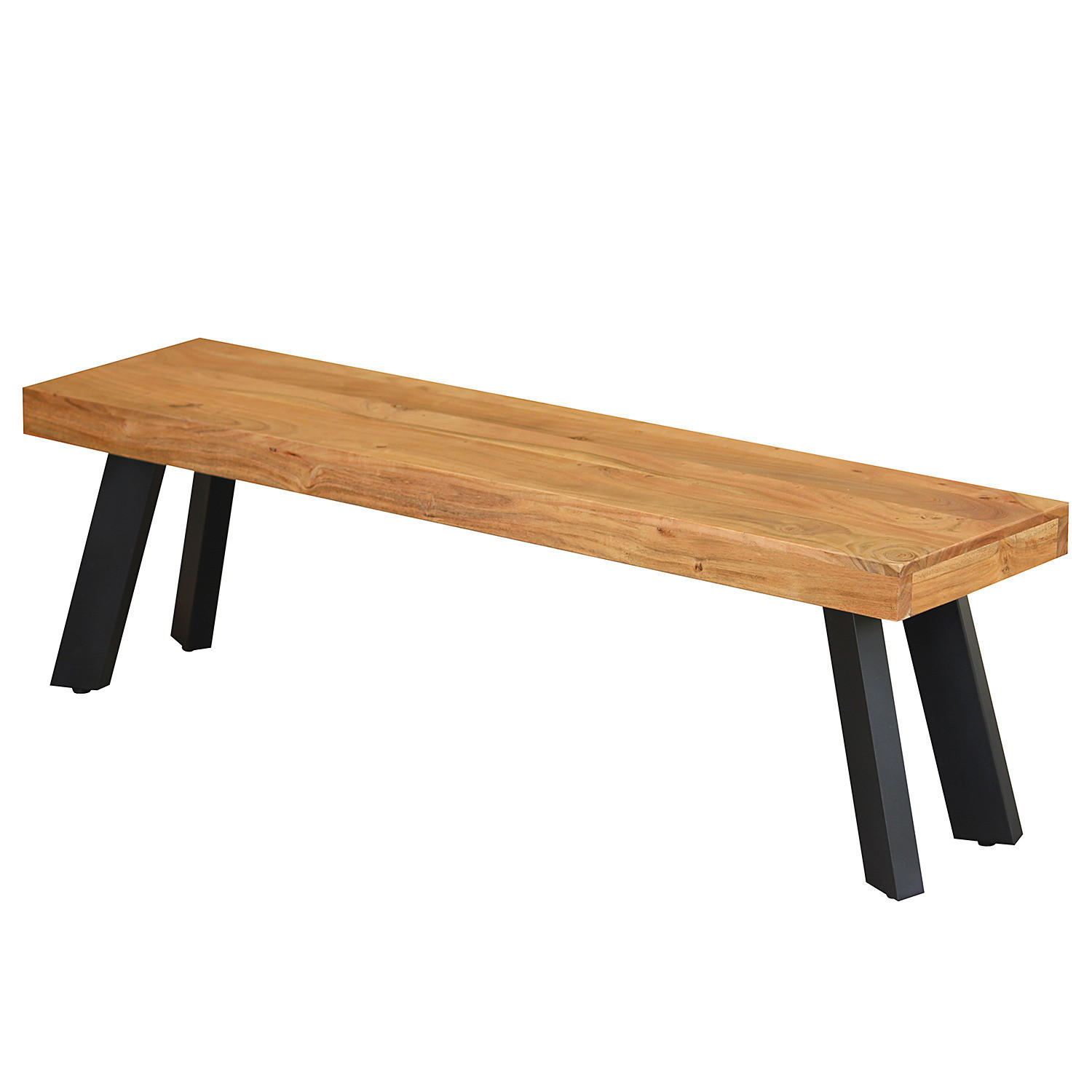 SITZBANK - Metall / Massivholz - Schwarz - Schwarz/Akaziefarben, Holz/Metall (160/45/38cm) - home24