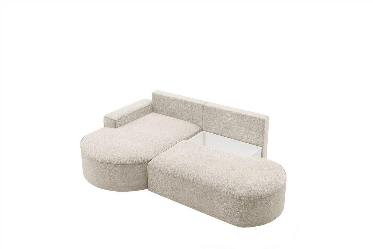 ECKSOFA Girona Mit Schlaffunktion - Creme, Holzwerkstoff/Textil (278/179cm) - Fun Möbel