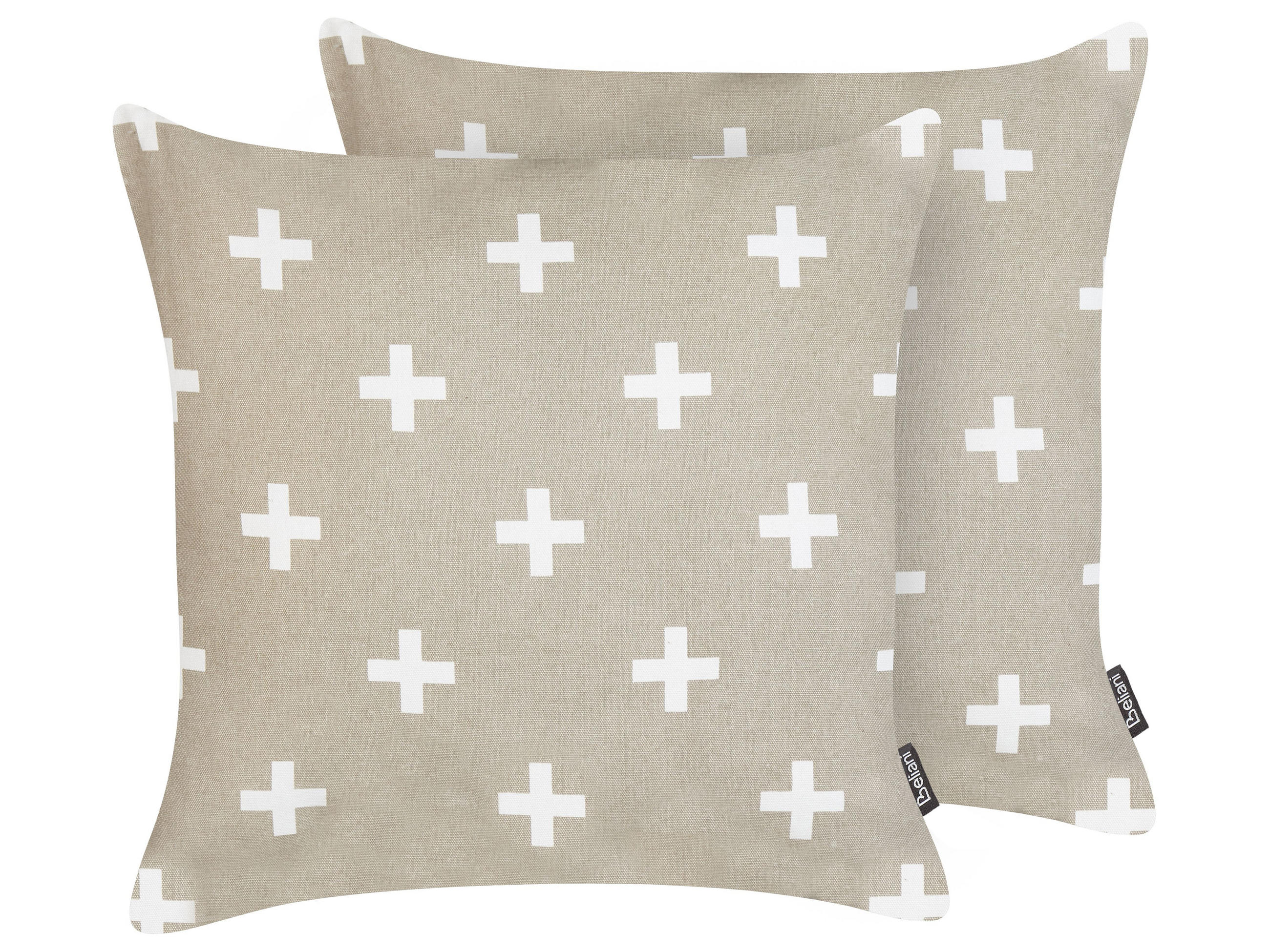 Beliani DEKORATIVNÍ polštář sada 2 ks Taupe 45/45 cm Velleia