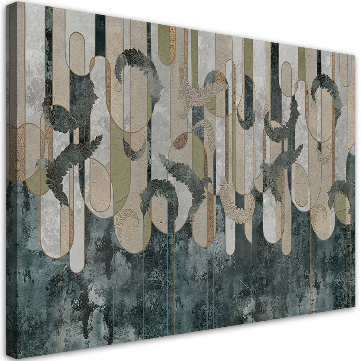 WANDBILD boho pflanzen abstrakt - Grün, Textil (60/40cm) - Feeby