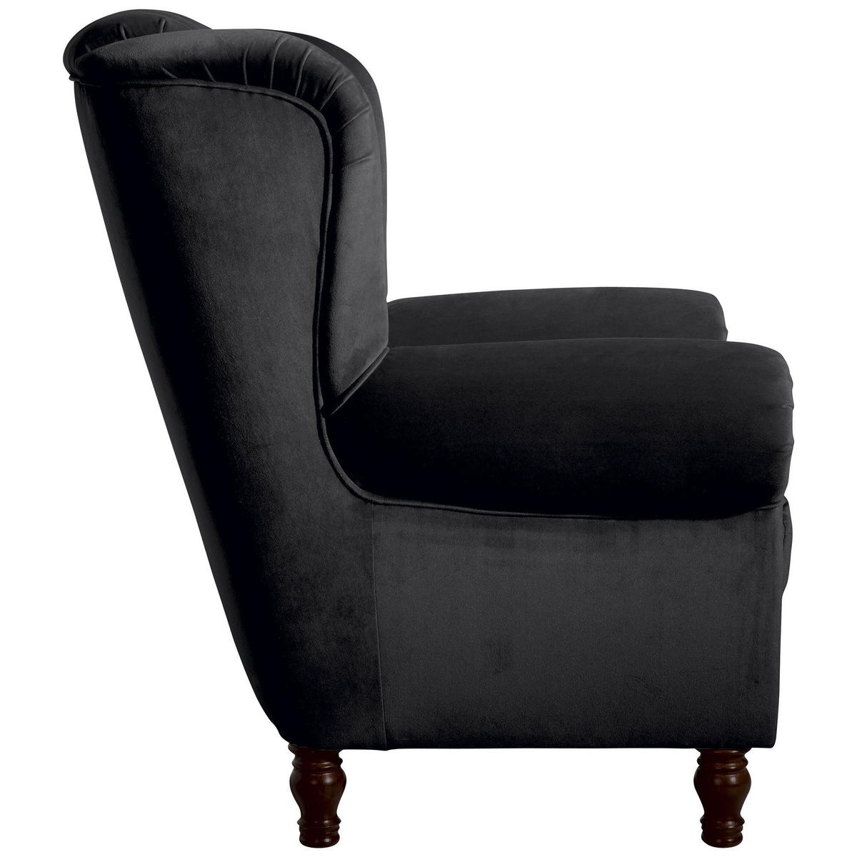 OHRENBACKENSESSEL Katreen Bezug Samtvelours Buche nussbaum dunkel / schwarz - Schwarz, Kunststoff (91/101/90cm) - 58aufmkessel