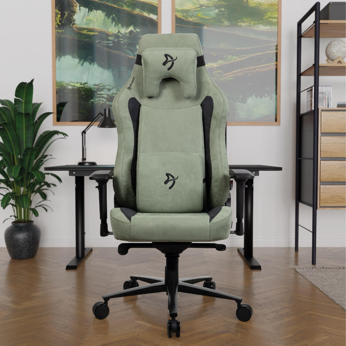 GAMINGSTUHL Vernazza XL Supersoft™ Waldgras - Waldgrün/Schwarz, Textil/Metall (76/138/53cm) - Arozzi