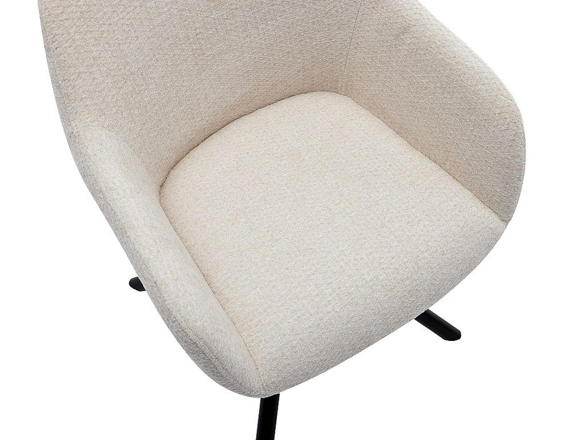 2‑ER Set Stühle mit Armlehnen - Textilstoff & Metall - Creme - CILIENO - Creme, Textil (60/80/57cm) - Vente-Unique