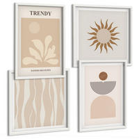 BILDER SET 4er Set - 50x50 cm & 40x60 cm Weißer Rahmen - Stilvolle abstrakte Beigetöne - Weiß, Kunststoff (50/50cm) - TULUP