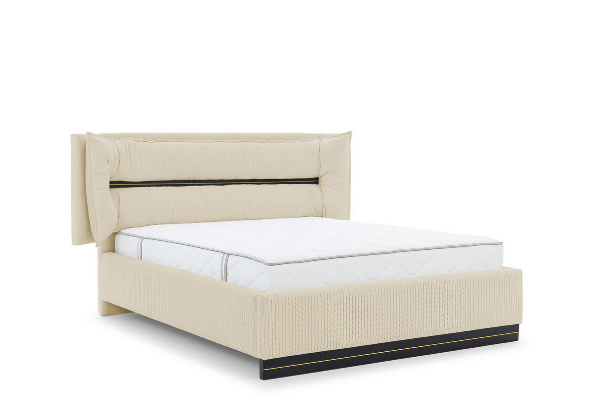 POLSTERBETT Hamilton Magic Velvet Set.1 - Creme, Holzwerkstoff/Textil (180/200cm) - Fun Möbel