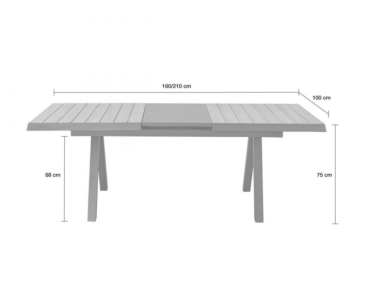 GARTENTISCH Texas 160/210x100x75cm, Teakholz, Anthrazit - Anthrazit, Holz (100/210/75cm) - dasmöbelwerk