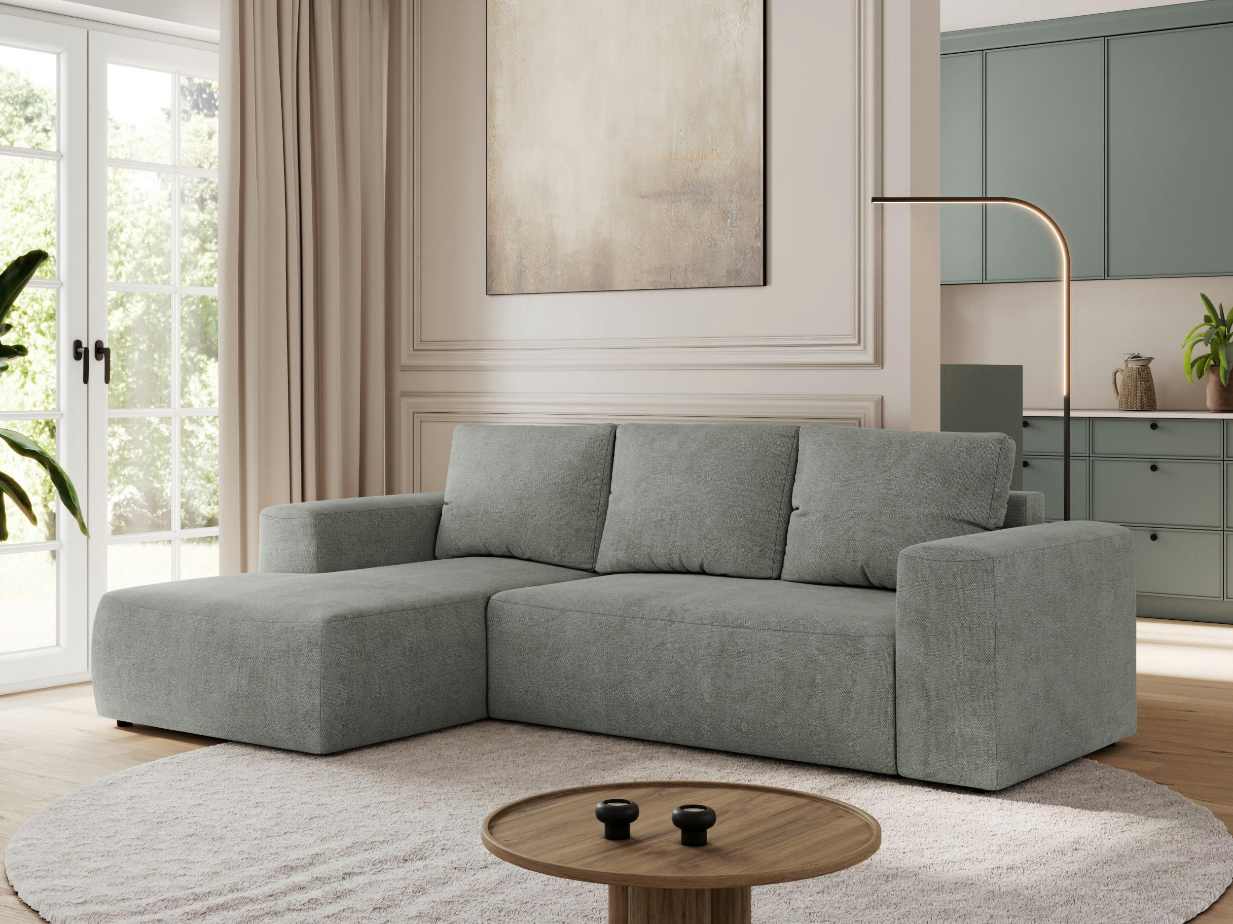 ECKSOFA TRENTINO L Grau Stukture - Links - Schwarz/Grau, Textil (266/164cm) - MKS