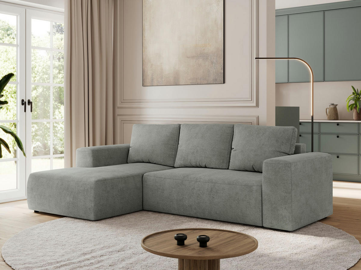 ECKSOFA TRENTINO L Grau Stukture - Links - Schwarz/Grau, Textil (266/164cm) - MKS