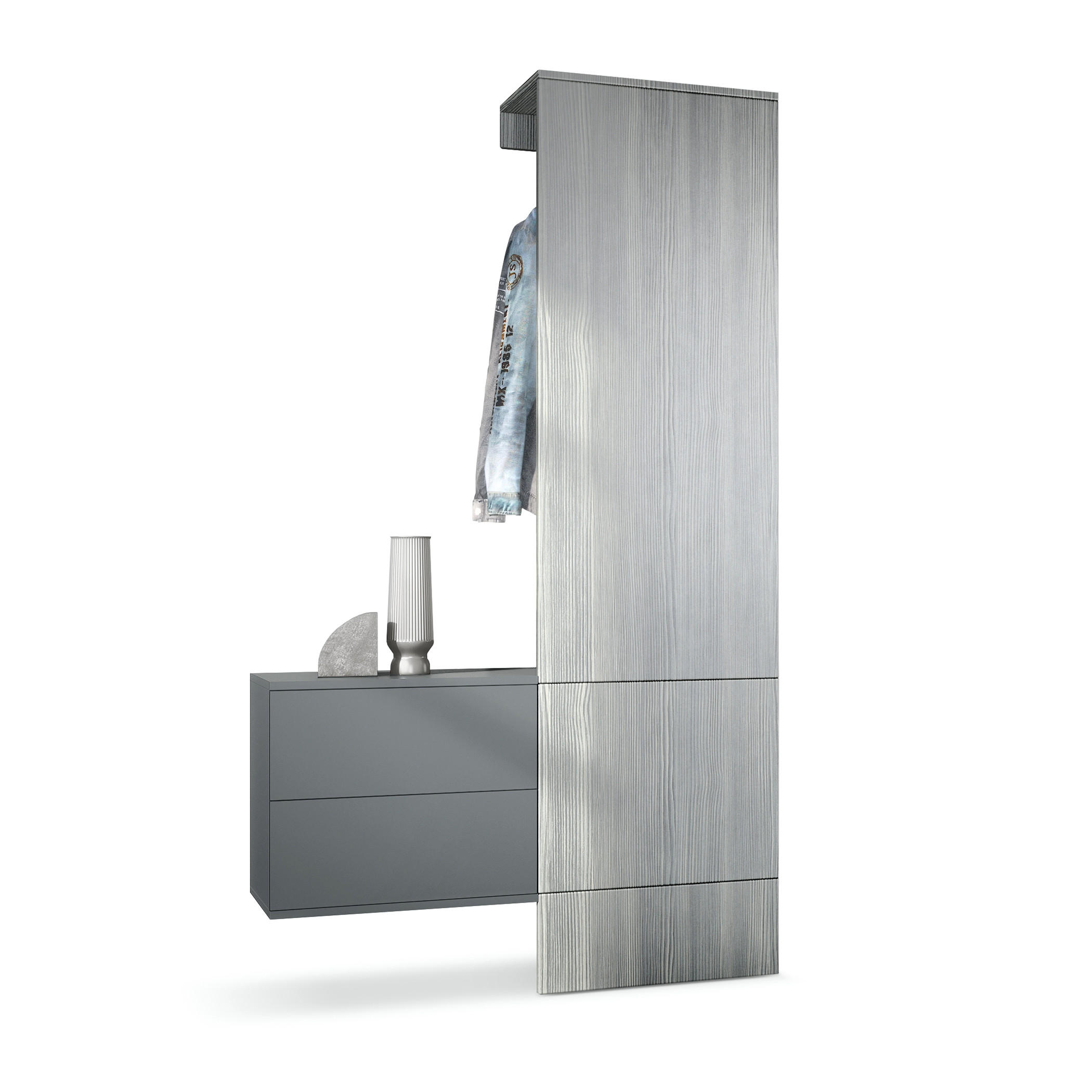 Vladon Garderobe Anthrazit 105x193x35 cm