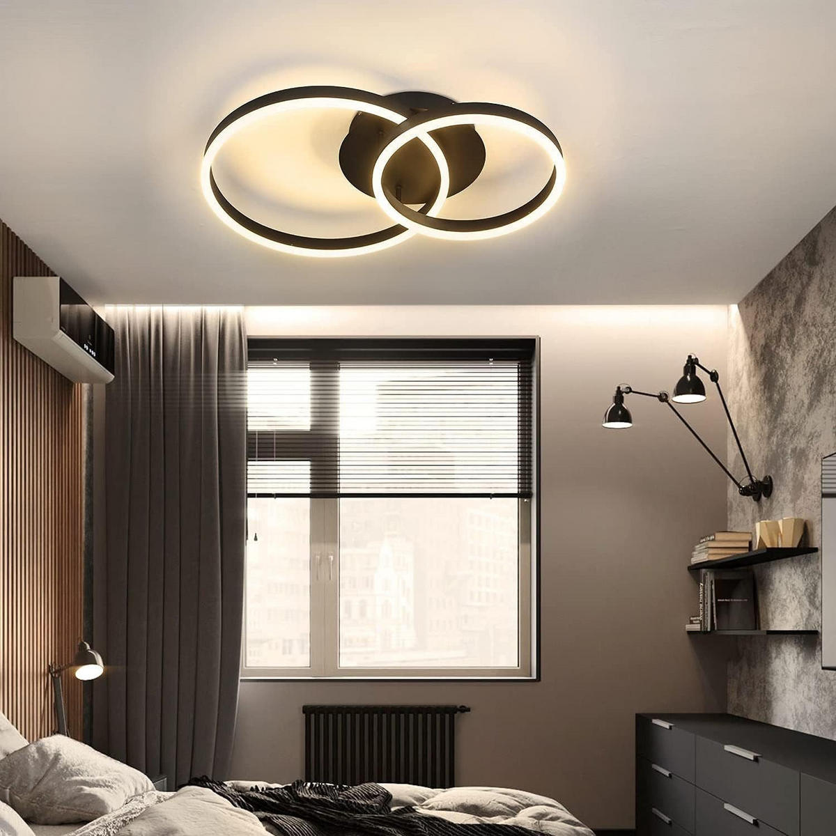LED-DECKENLEUCHTE Puls 59/40/12 cm - Schwarz, Metall (59/40/12cm) - Nettlife