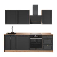 KÜCHENZEILE Fame-Line, Anthrazit-Gold Landhaus/Goldkraft Eiche, 230 cm, AP Eiche - Honigeiche/Anthrazit, Holzwerkstoff (230/206.8/60cm) - Vicco