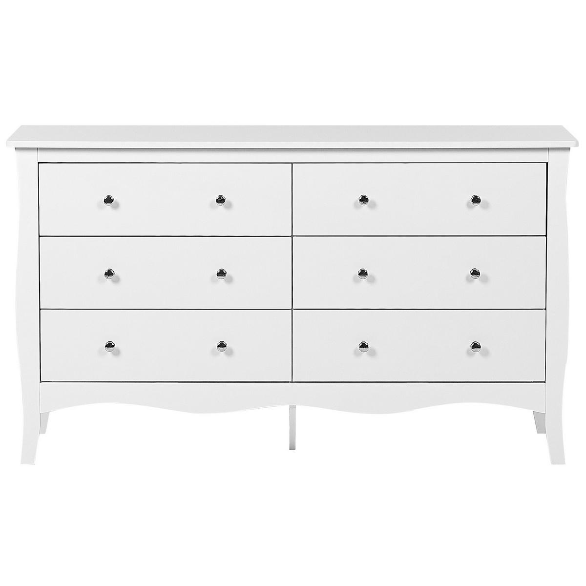 KOMMODE 6 Schubladen Metallgriffe weiß Winchester - Weiß, Holzwerkstoff (130/75/40cm) - Beliani
