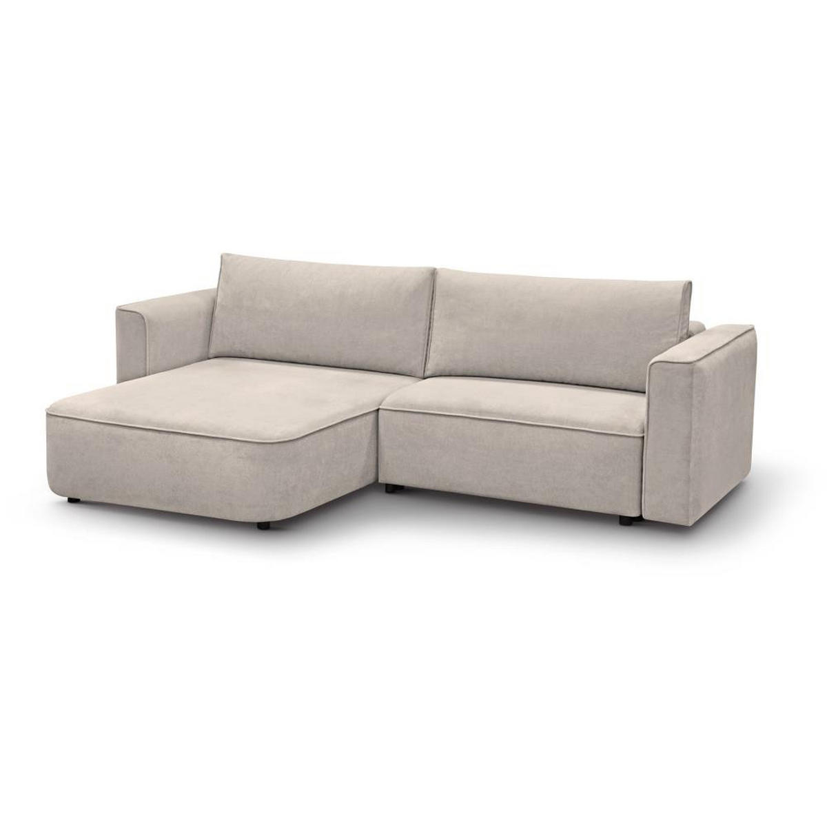 ECKSCHLAFSOFA Carlos beige - Beige/Schwarz, Kunststoff/Textil (265/170cm) - Beautysofa