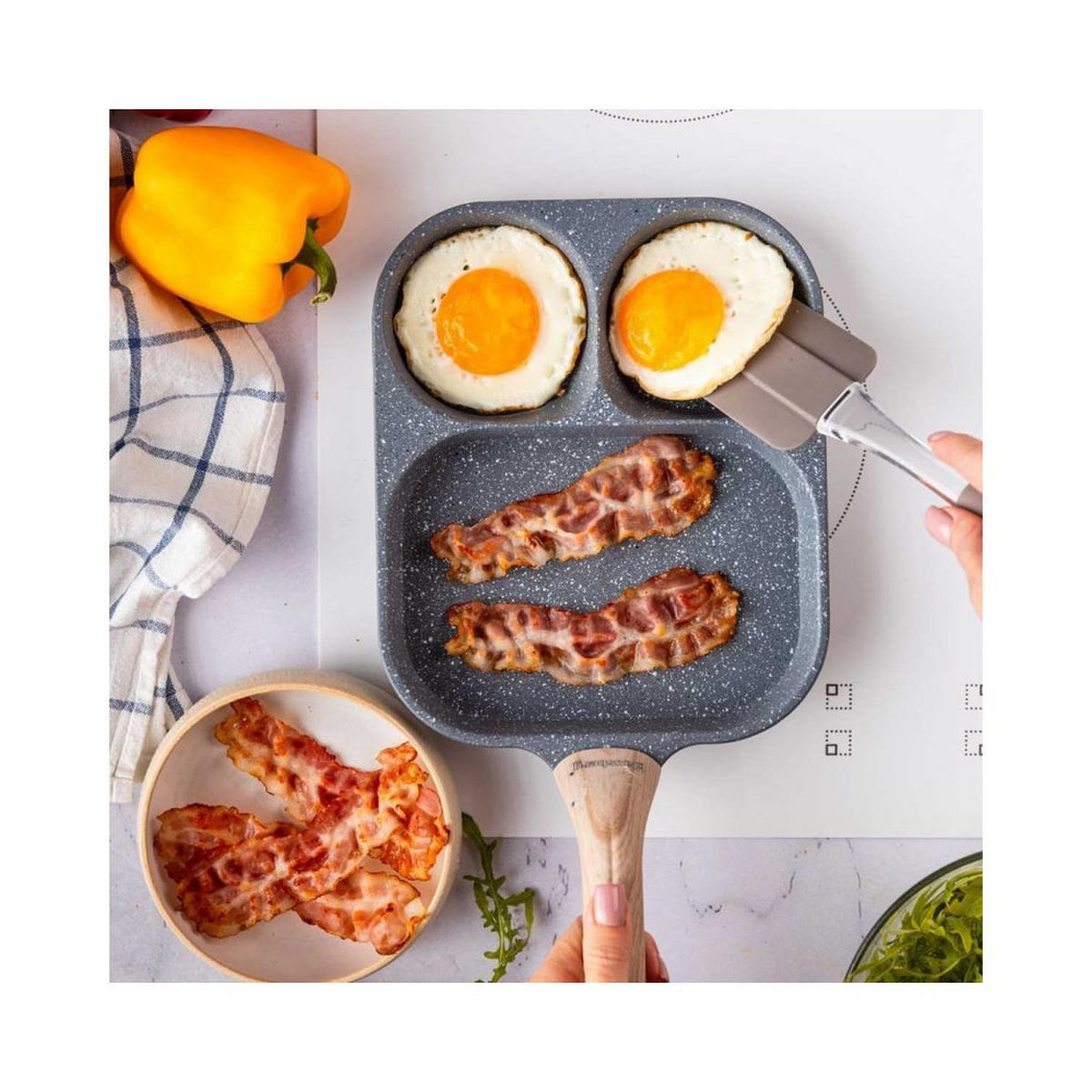 EIERPFANNE aus Marmor KB7828 - Grau, Metall (41/19.2/2.8cm) - Klausberg 